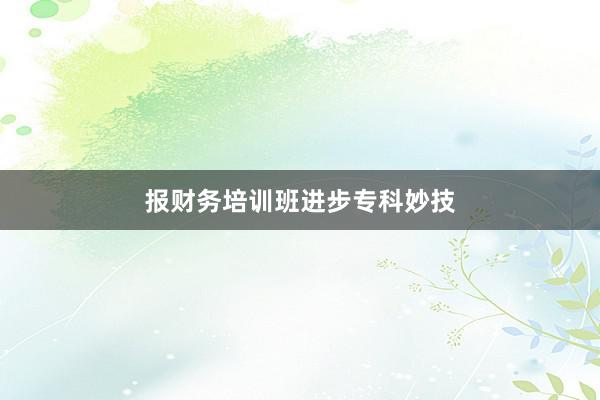 报财务培训班进步专科妙技
